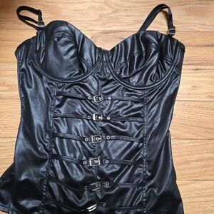 Black Faux Leather Corset Top